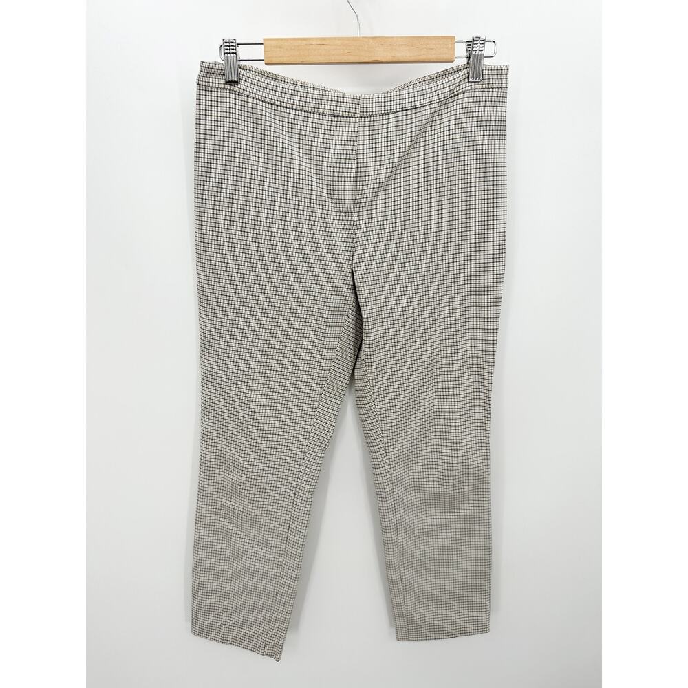 Theory Classic Skinny Ankle Pants Glen Plaid Yellow Gray Brown Women's Size 6
